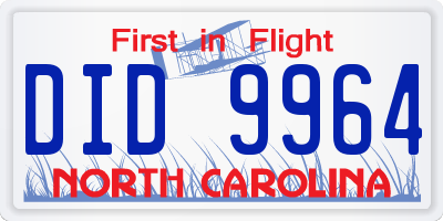 NC license plate DID9964