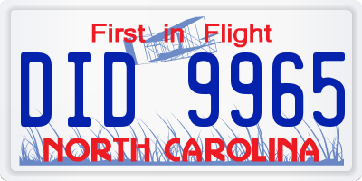 NC license plate DID9965