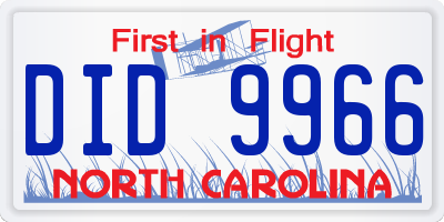 NC license plate DID9966