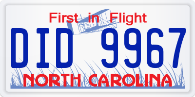 NC license plate DID9967
