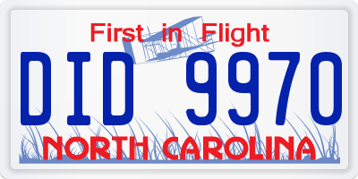 NC license plate DID9970