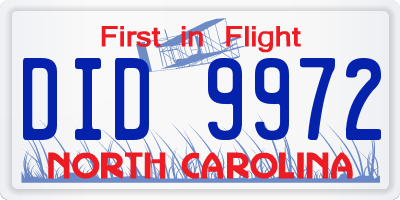 NC license plate DID9972