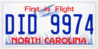 NC license plate DID9974