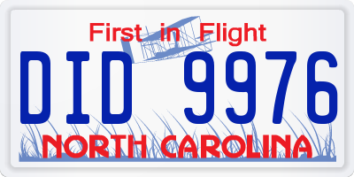 NC license plate DID9976