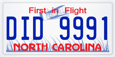 NC license plate DID9991