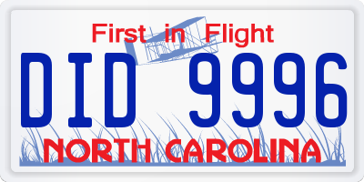 NC license plate DID9996