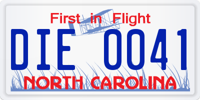 NC license plate DIE0041