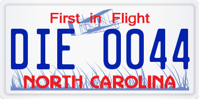 NC license plate DIE0044