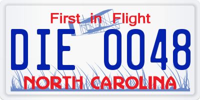 NC license plate DIE0048