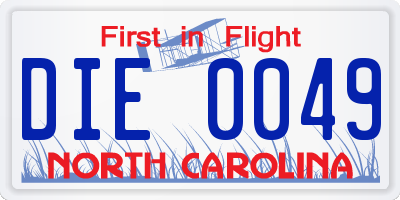 NC license plate DIE0049