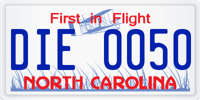 NC license plate DIE0050