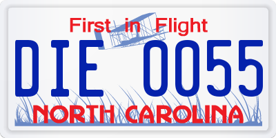 NC license plate DIE0055