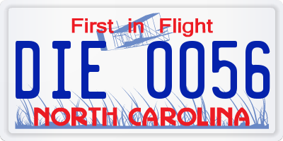NC license plate DIE0056