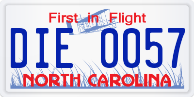 NC license plate DIE0057