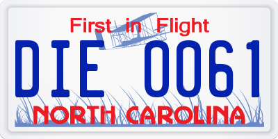 NC license plate DIE0061