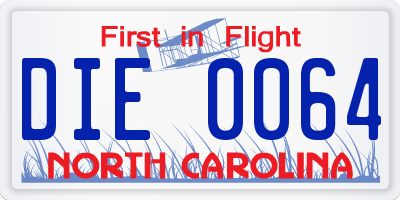 NC license plate DIE0064