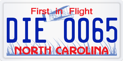 NC license plate DIE0065