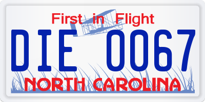 NC license plate DIE0067