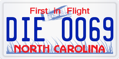 NC license plate DIE0069