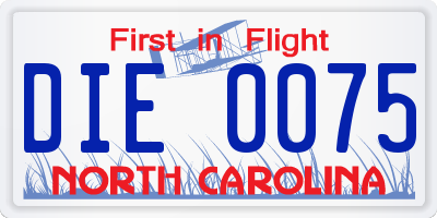 NC license plate DIE0075