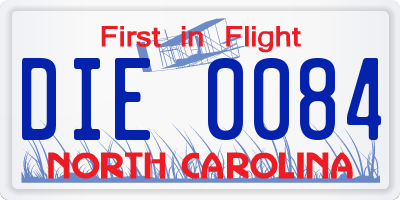 NC license plate DIE0084