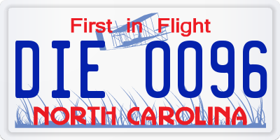 NC license plate DIE0096