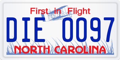 NC license plate DIE0097