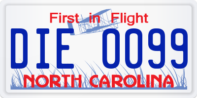 NC license plate DIE0099