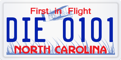 NC license plate DIE0101