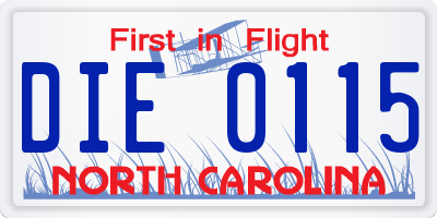 NC license plate DIE0115