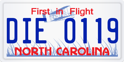 NC license plate DIE0119