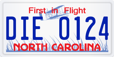 NC license plate DIE0124