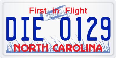 NC license plate DIE0129