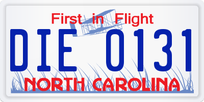 NC license plate DIE0131