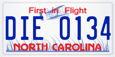 NC license plate DIE0134
