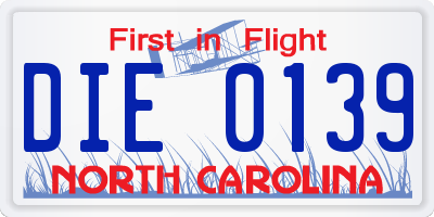 NC license plate DIE0139