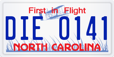 NC license plate DIE0141