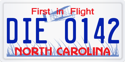 NC license plate DIE0142