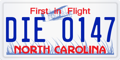NC license plate DIE0147