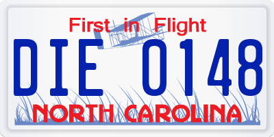 NC license plate DIE0148