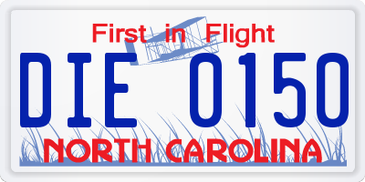 NC license plate DIE0150