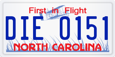 NC license plate DIE0151
