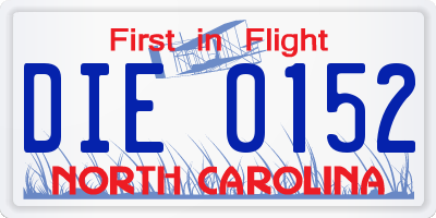 NC license plate DIE0152