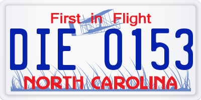 NC license plate DIE0153
