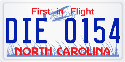 NC license plate DIE0154