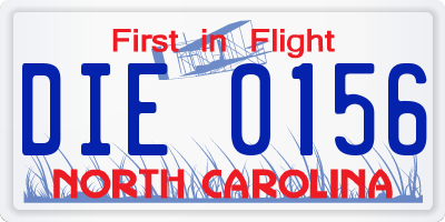 NC license plate DIE0156