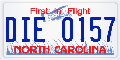 NC license plate DIE0157