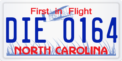 NC license plate DIE0164