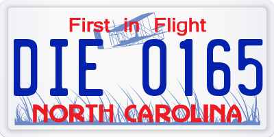 NC license plate DIE0165
