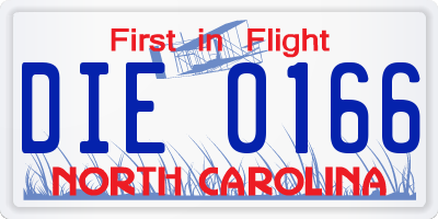 NC license plate DIE0166